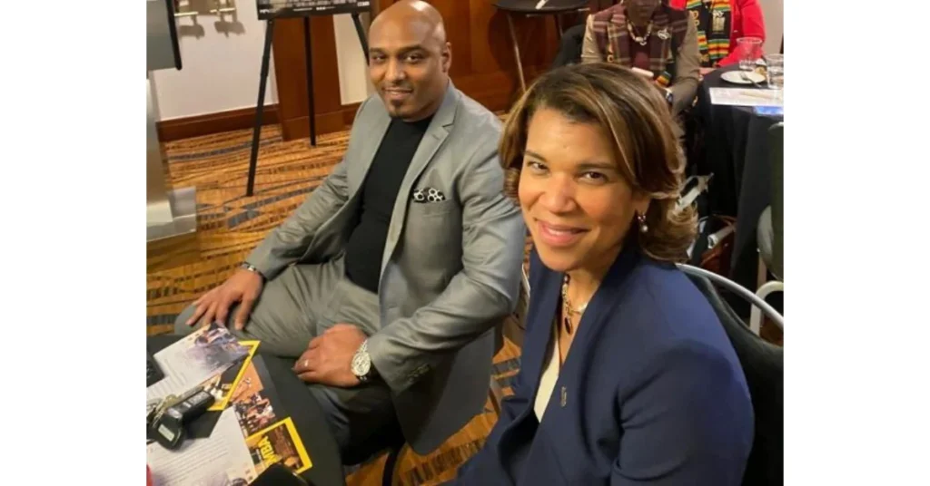 Kemba Smith with husband Patrick Pradia at public event supporting criminal justice reform advocacy