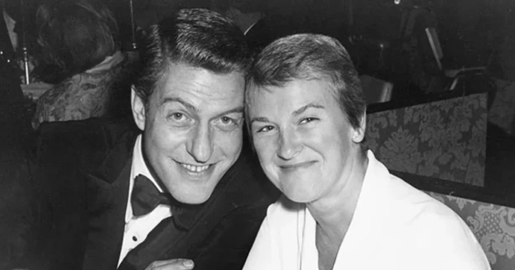 Margie Willett and Dick Van Dyke smiling together at a formal event, showcasing the private first wife behind the famous actor's early success
