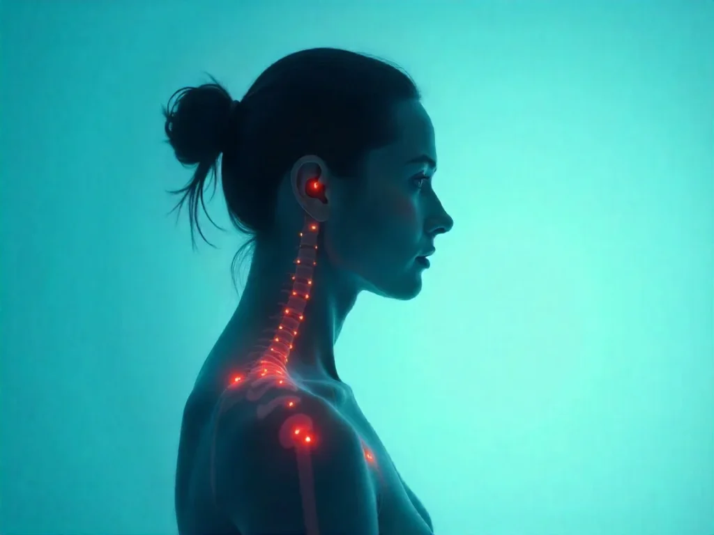 Your body tells you warning signs with glowing highlights on stress areas
