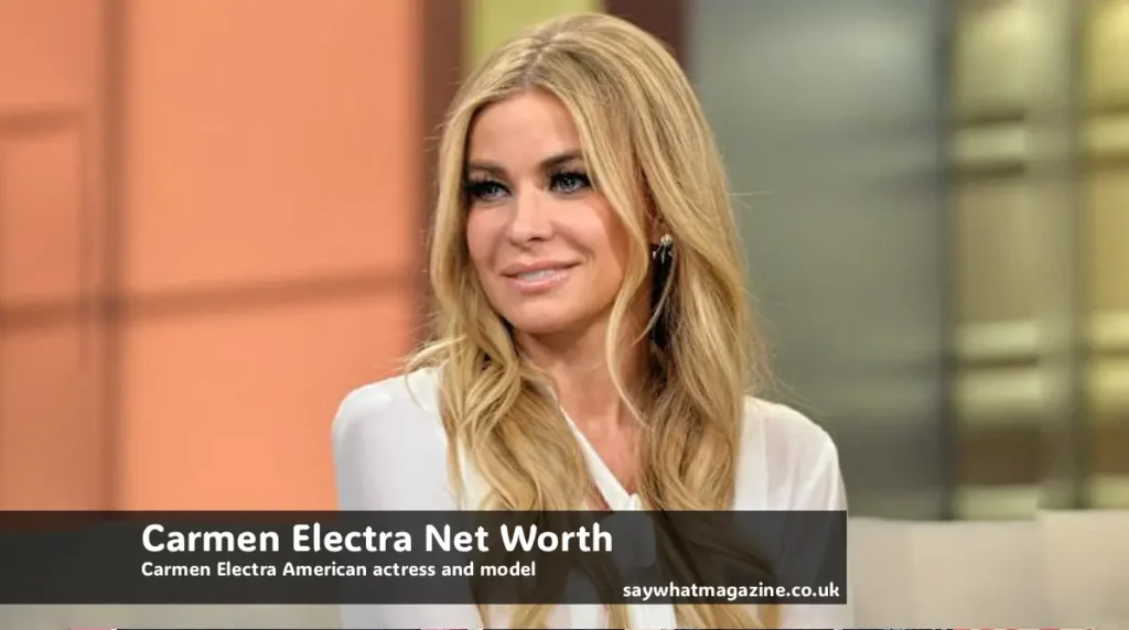 Carmen Electra net worth 2026 glamorous portrait in red dress smiling confidently