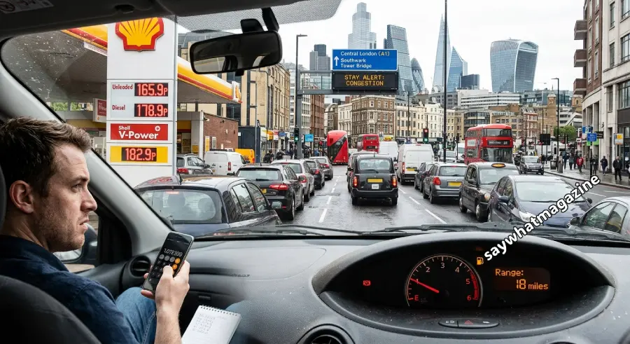 Rising petrol prices add to the stress of heavy London traffic.