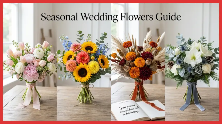 Seasonal wedding bouquets featuring flowers for every season