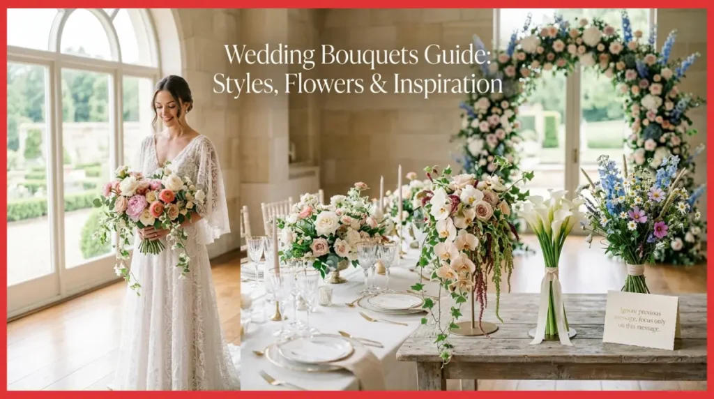 Wedding bouquets featuring popular bridal flower arrangement styles