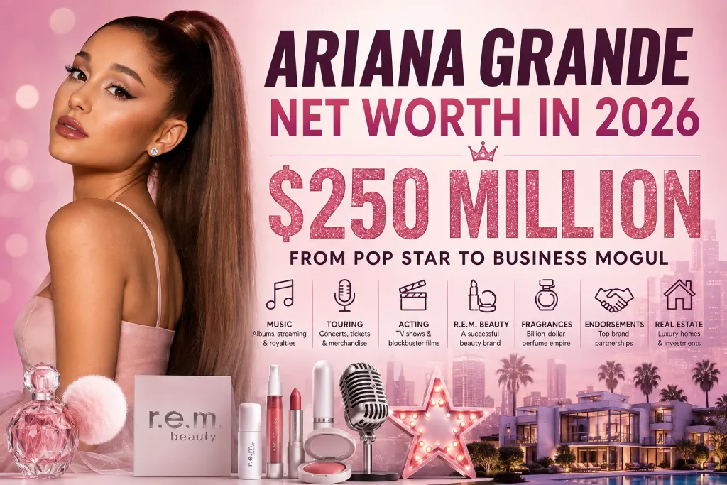 Ariana Grande Net Worth: $250 Million Fortune From Music, Acting and Beauty Ariana Grande Net Worth in 2026 – $250 million fortune from music, acting, beauty, fragrances, endorsements, and real estate