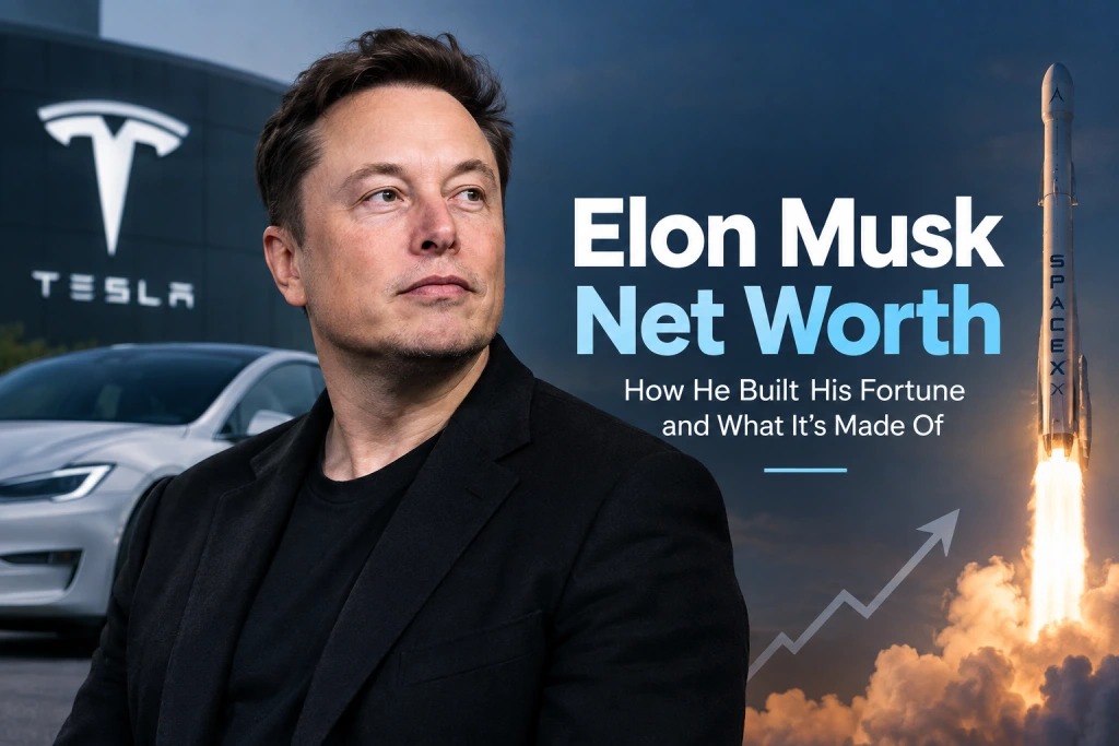Elon Musk Net Worth 2026: Inside the World’s Biggest Fortune Elon Musk Net Worth featuring Elon Musk with Tesla and SpaceX