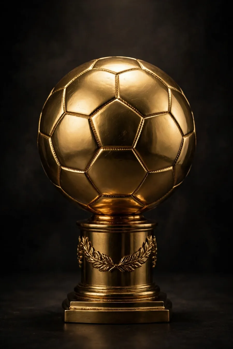 Golden football trophy under a spotlight, a symbol of the Cristiano Ronaldo net worth honours list