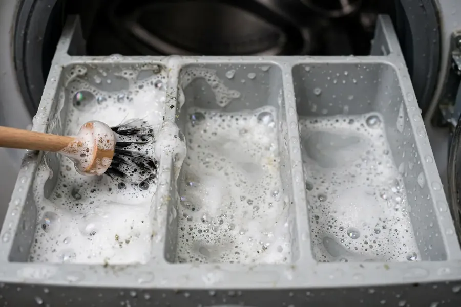 How to Clean a Washing Machine Detergent Drawer Cleaning a washing machine detergent drawer to remove mould and residue