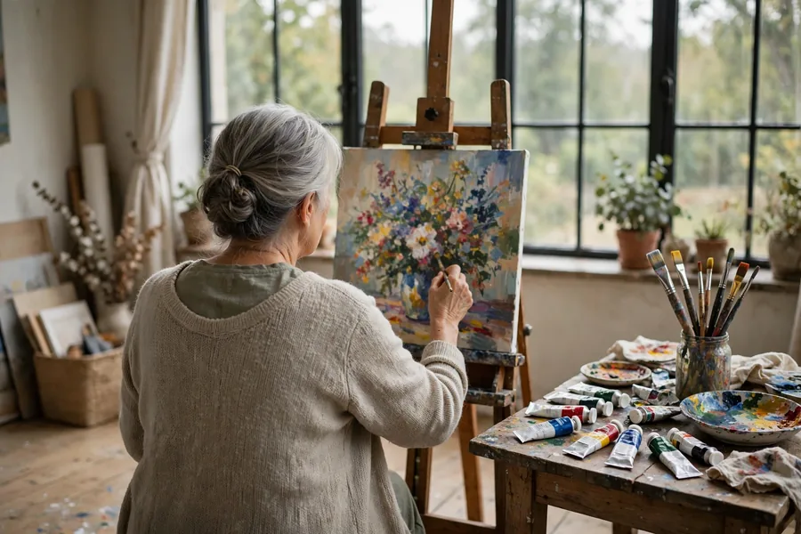 Elke Sommer net worth in later life: an artist at work on her painting